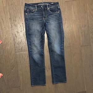 American Eagle Outfitters Women's Medium/Dark Blue Straight Leg Jeans